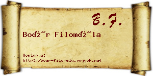 Boér Filoméla névjegykártya